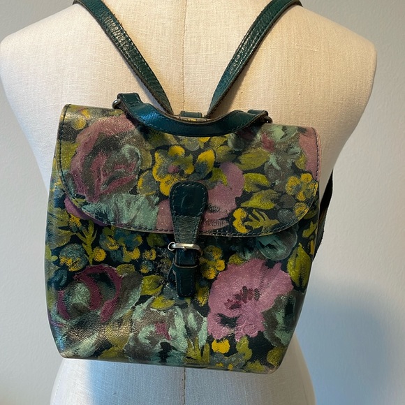 Patricia Nash Handbags - Patricia Nash green and purple floral small backpack/ crossbody